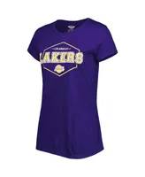 Women's Concepts Sport Purple, Gold Los Angeles Lakers Badge T-shirt and Pajama Pants Sleep Set