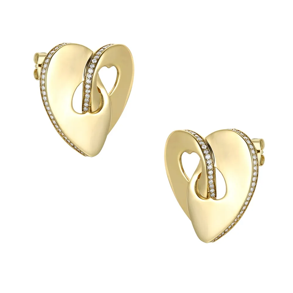 Rachel Glauber 14k Gold Plated with Cubic Zirconia Modern Abstract Flower Stud Earrings