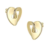 Rachel Glauber 14k Gold Plated with Cubic Zirconia Modern Abstract Flower Stud Earrings