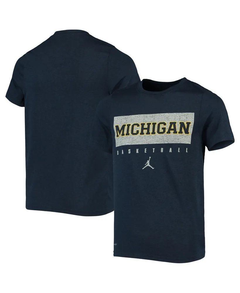 Big Boys Jordan Navy Michigan Wolverines Legend Basketball Practice Performance T-shirt