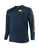 Men's Columbia Navy Michigan Wolverines Big and Tall Terminal Tackle Long Sleeve Omni-Shade T-shirt