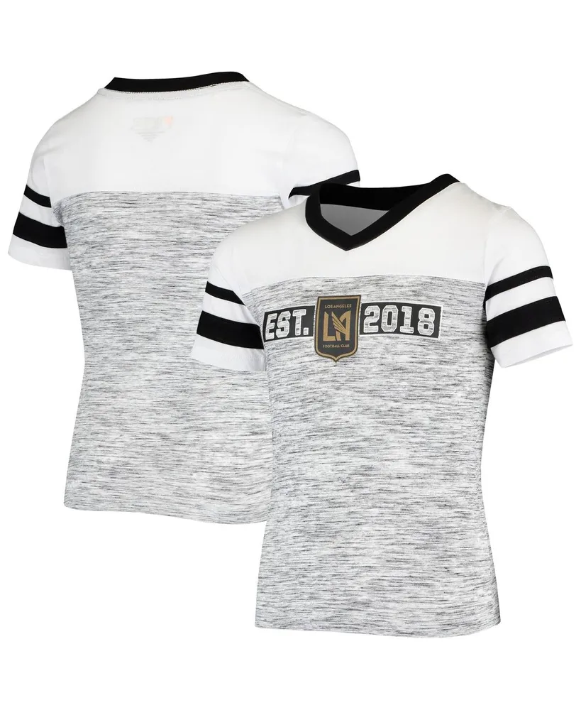 Girls Youth San Francisco Giants 5th & Ocean by New Era White/Black Slub  Jersey 3/4-Sleeve T-Shirt