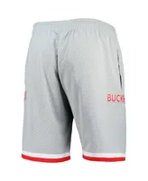 Men's Mitchell & Ness Silver Ohio State Buckeyes Authentic Shorts