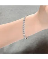 Genevive Sterling Silver with Rhodium Plated Clear Marquise Cubic Zirconia Three-Row Horizontal Bracelet