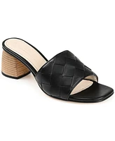 Journee Signature Women's Kellee Woven Block Heel Sandals