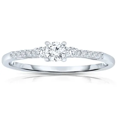 Genevive Sterling Silver Cubic Zirconia Engagement Ring