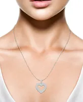 Diamond Round & Baguette Open Heart 18" Pendant Necklace (1/2 ct. t.w.) in 10k White Gold