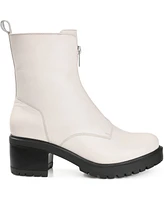 Journee Signature Women's Norrah Front Zip Lug Sole Moto Booties