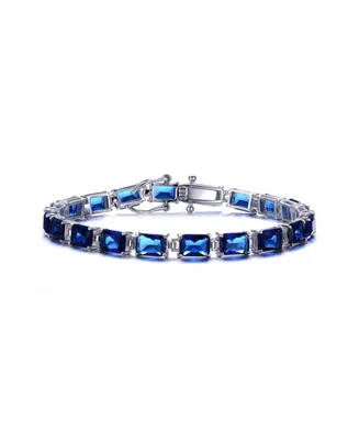 Genevive Sterling Silver Blue Cubic Zirconia Tennis Bracelet