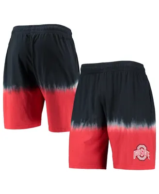 Men's Mitchell & Ness Black, Scarlet Ohio State Buckeyes Tie-Dye Shorts