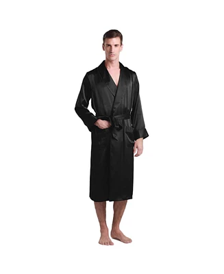 Lilysilk Men's 22 Momme Lapel Collar Long Silk Robe For Men