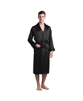 Lilysilk Men's 22 Momme Lapel Collar Long Silk Robe For Men