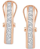 Diamond Channel-Set J-Hoop Earrings (1/2 ct. t.w.) 10k White ,Yellow or Rose Gold