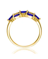 Sterling Silver with Gold Plated Marquise and Round Cubic Zirconia Coctail Ring