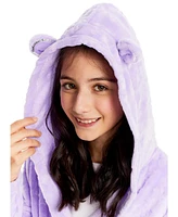 Jellifish Kids Toddler|Child Girls Plush Bath Robe Hooded Flannel Fleece Sleep Sleepwear