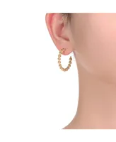 Rachel Glauber 14K Gold Plated Bead Open Hoop Earrings