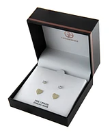 Gianni Bernini 2-Pair Cubic Zirconia Pave Heart Stud Earrings Set (0.69 ct. t.w.) Sterling Silver or 18K Gold Over