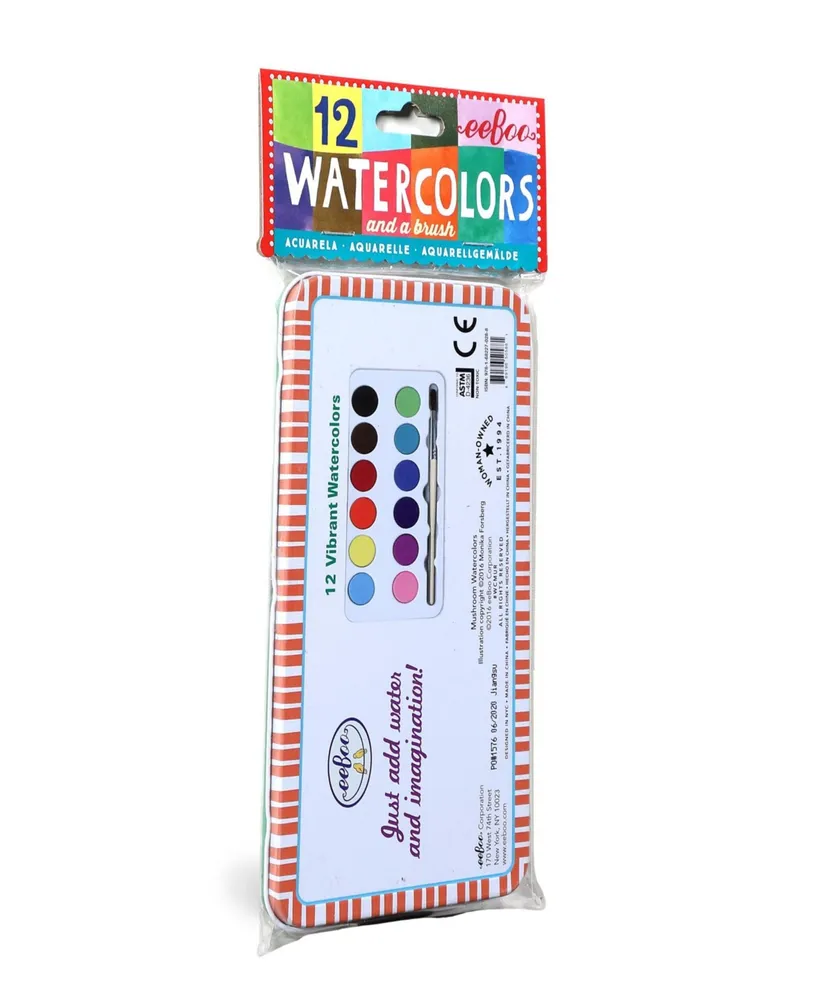 Eeboo Mushroom 12 Colors Watercolors Paint 13 Piece Set