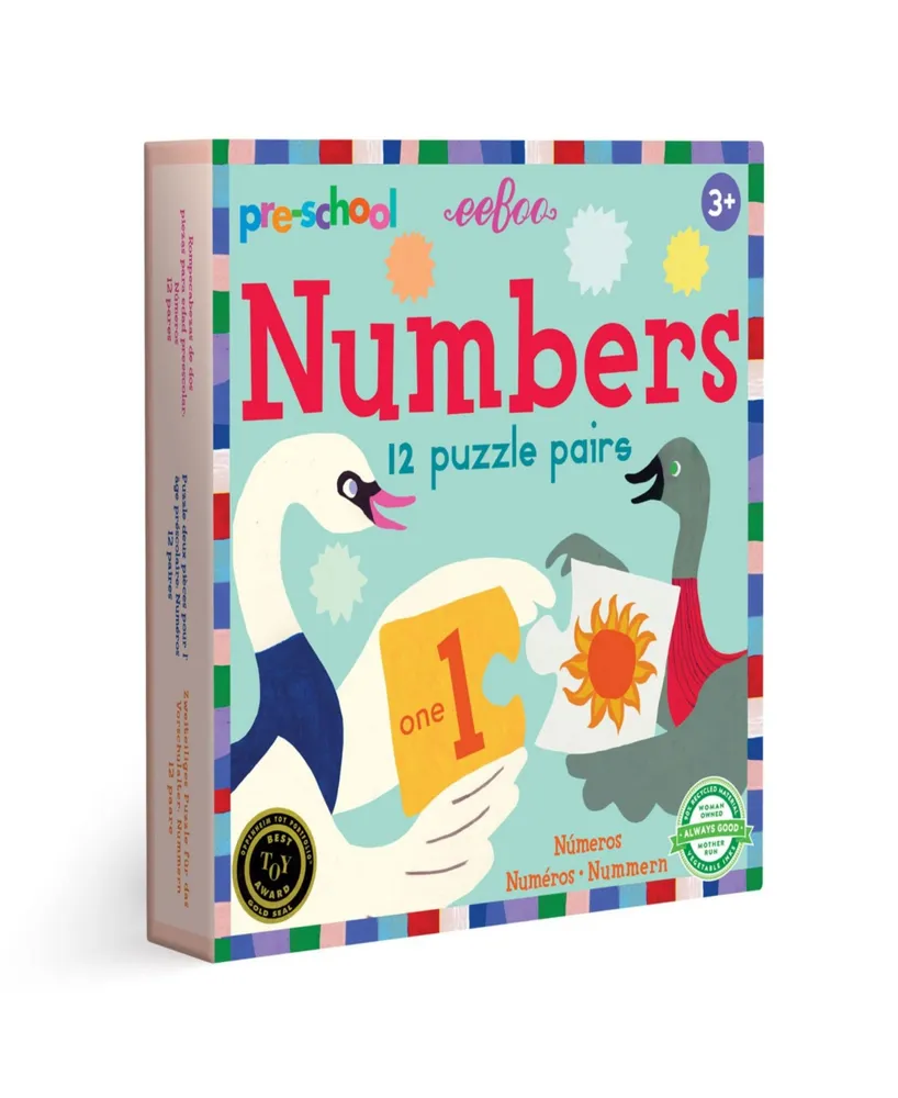 Eeboo 24 Piece Love Preschool Numbers Puzzle Pairs