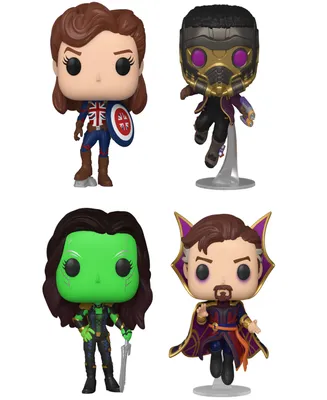Funko Marvel Pop What if Collectors Captain Carter T'Challa Star Lord Gamora and Doctor Strange Supreme 4 Piece Set