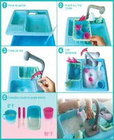 Splash Fun Wash-up Kitchen Sink Running Water Pretend Play Color Changing Kitchen Toy Cups and Accessories 15 Piece Set with Working Faucet