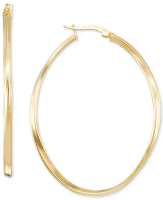 Oval Twist Medium Hoop Earrings in 14k Gold-Plated Sterling Silver, 50mm