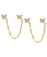 Macy's Cubic Zirconia Double Butterfly Chain Dangling Earrings