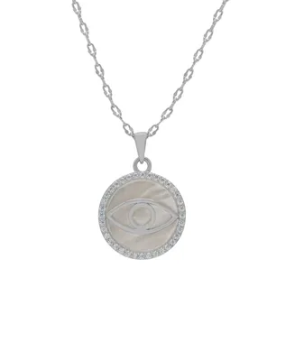 Macy's Mother of Pearl and Cubic Zirconia Evil Eye Circle Pendant