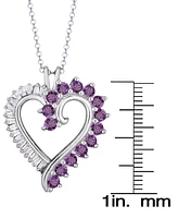 Macy's Simulated Sapphire Baguette and Cubic Zirconia Heart Pendant (Also Amethyst)