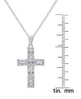 Macy's Cubic Zirconia Emerald Cut Cross Pendant