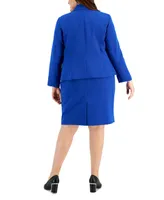 Le Suit Plus Crepe Wing-Collar Jacket & Slim Skirt