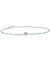 Aquamarine (1/5 ct. t.w.) & Enamel Bead Link Bracelet in Sterling Silver (Also in Additional Gemstones)