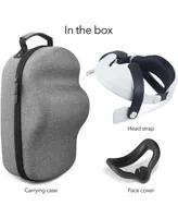 Wasserstein Vr Headset Carrying Case, Head Strap, and Face Cover Bundle - Gaming Accessories for Meta/Oculus Quest 2