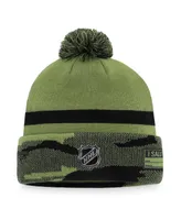 Men's Fanatics Camo Edmonton Oilers Military-Inspired Appreciation Cuffed Knit Hat with Pom