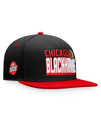Men's Fanatics Black, Red Chicago Blackhawks Heritage Retro Two-Tone Snapback Hat