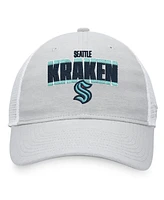 Men's Fanatics Heather Gray, White Seattle Kraken Team Trucker Snapback Hat