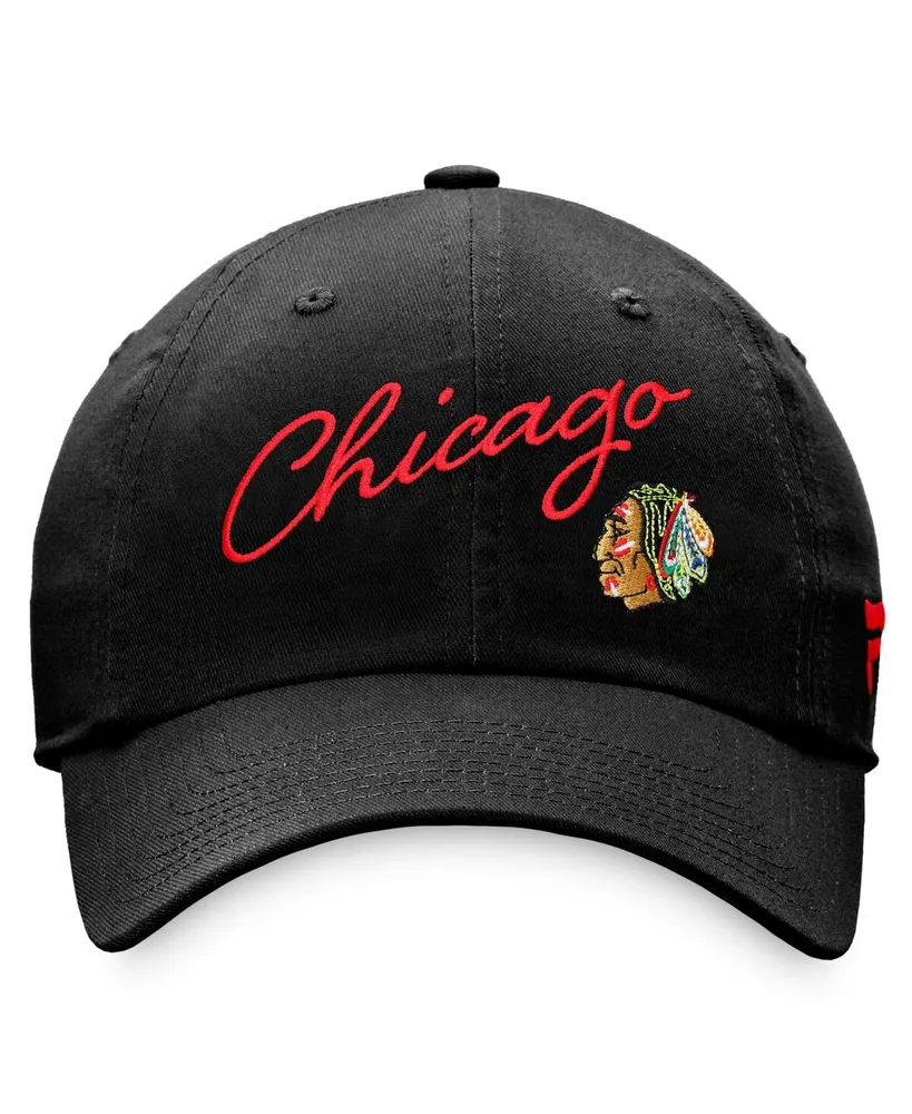 Women's Fanatics Black Chicago Blackhawks True Classic Retro Script Adjustable Hat