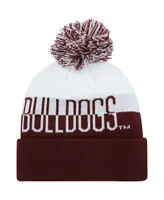 Men's adidas Maroon and White Mississippi State Bulldogs Colorblock Cuffed Knit Hat with Pom