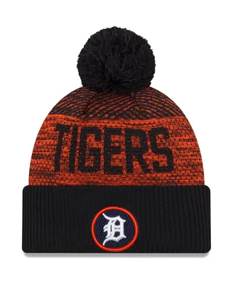 Men's New Era Navy Detroit Tigers Authentic Collection Sport Cuffed Knit Hat with Pom