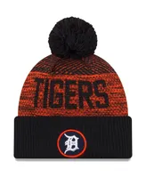 Men's New Era Navy Detroit Tigers Authentic Collection Sport Cuffed Knit Hat with Pom