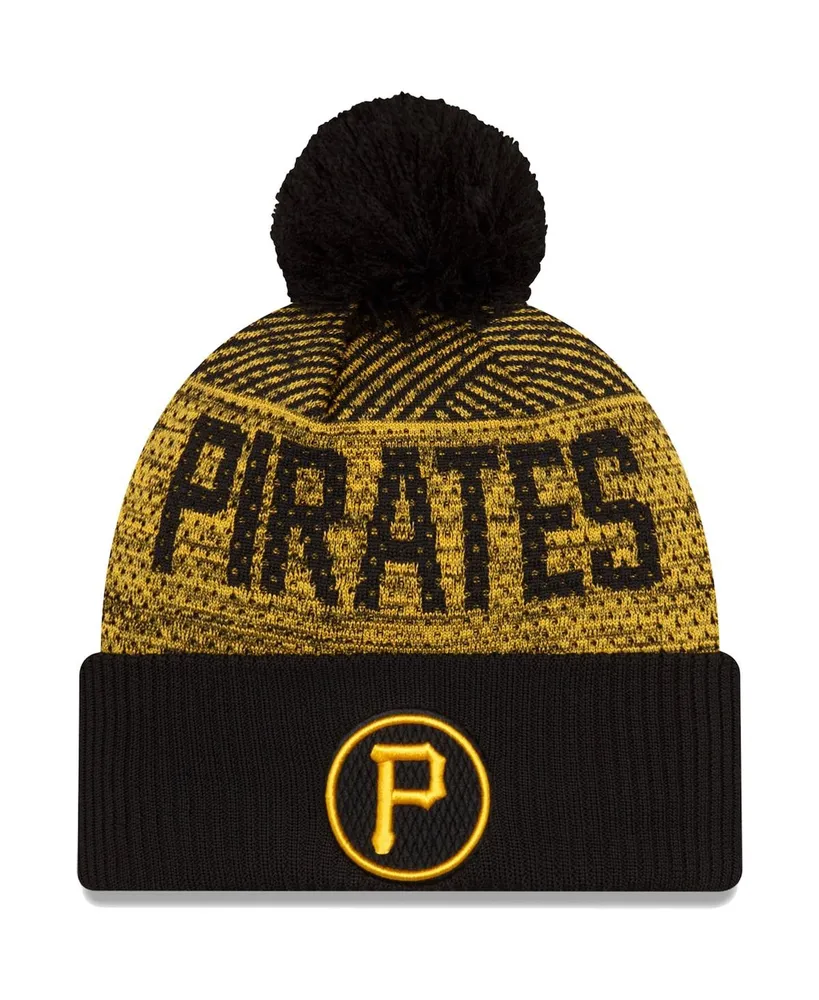 Men's New Era Black Pittsburgh Pirates Authentic Collection Sport Cuffed Knit Hat with Pom