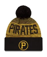 Men's New Era Black Pittsburgh Pirates Authentic Collection Sport Cuffed Knit Hat with Pom