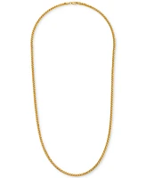 Polished Square Wheat 26" Chain Necklace (3mm) in 14k Gold