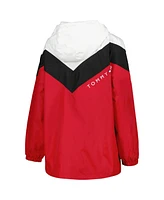 Women's Tommy Hilfiger Black, Red Chicago Blackhawks Staci Half-Zip Windbreaker Jacket