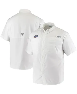 Men's Columbia Pfg White Florida Gators Tamiami Omni-Shade Button-Down Shirt