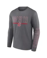 Men's Fanatics Heather Charcoal Washington State Cougars Modern Two-Hit Long Sleeve T-shirt