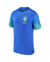 Men's Nike Blue Brazil National Team 2022, 23 Away Breathe Stadium Replica Blank Jersey