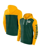 Men's Fanatics Heather Green Green Bay Packers Down and Distance Full-Zip Hoodie