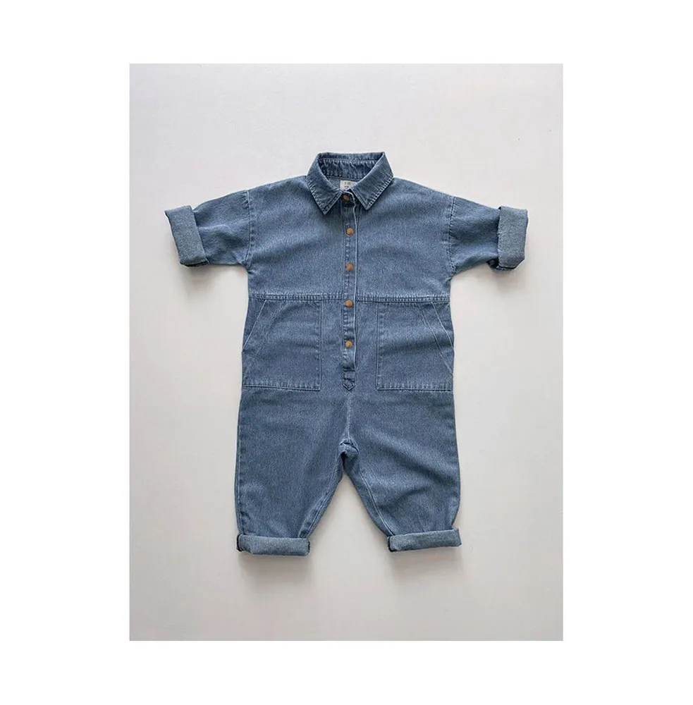 Toddler Boy and Girl Cotton Denim Boiler Suit