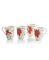 Lenox Butterfly Meadow Holiday Set/4 Mugs Poinsettias and Jasmine Design, Exclusively at Macy's